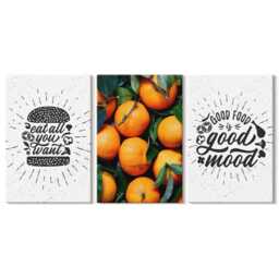 Canvas Set Of 3 Wall Art - Kitchen Motifs & Juicy Oranges, Orange Canvas, Food Drinks Hanging Piece - thumbnail 2