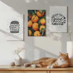 Canvas Set Of 3 Wall Art - Kitchen Motifs & Juicy Oranges, Orange Canvas, Food Drinks Hanging Piece - thumbnail 3