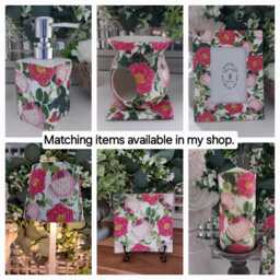 Cordless Touch Lamp. Decoupaged Rose Usb Rechargeable Table Lamp.hand Decorated.four Base Colours - thumbnail 4