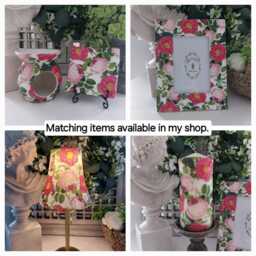 Cordless Touch Lamp. Decoupaged Rose Usb Rechargeable Table Lamp.hand Decorated.four Base Colours - thumbnail 4