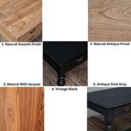 Reclaimed Teak Executive Desk With 5 Drawers Vintage Turned Legs, Solid Wood Office Furniture - thumbnail 4