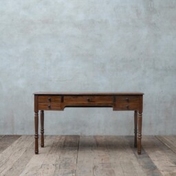 Reclaimed Teak Wood Desk Rustic Home Office Writing Desk With 5 Drawers - thumbnail 2