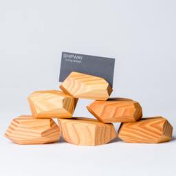 Handcrafted Douglas Fir Geode Card Holder, Geometric Office Decor - thumbnail 3