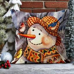 Snowman Cushion Cover/Cute Decoration/Festive Christmas Pillow Covers/Gift For Family/Christmas Gift/Christmas Sofa Cover - thumbnail 2