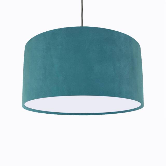 Teal Blue Lampshade in Velvet With White Lining Green Large Ceiling Lightshade - image 1