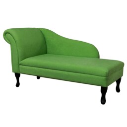 Handmade Plush Green Chaise Longue Classic Queen Anne Style