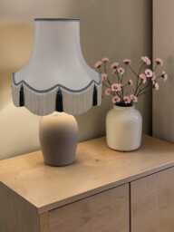 Traditional Cream Fabric Lampshade Handmade For Table & Floor Standard Lamp Bases, Wall Light Fixtures, Ceiling Fittings - thumbnail 1