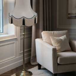 Traditional Cream Fabric Lampshade Handmade For Table & Floor Standard Lamp Bases, Wall Light Fixtures, Ceiling Fittings - thumbnail 2