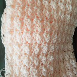 Peach Seashell Crochet Baby Blanket Handmade - thumbnail 2