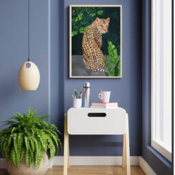 Monstera Plant Print, House Poster, Boho Home Decor, Animal Wall Art, Leopard Tiger, Lounge Artwork, Gallery A5, A4, A3 - thumbnail 2