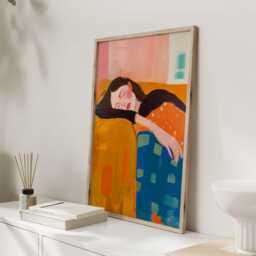 Sleeping Woman Art Print - Modern Abstract Wall in Warm Colours Matisse Inspired Feminine Poster - thumbnail 2
