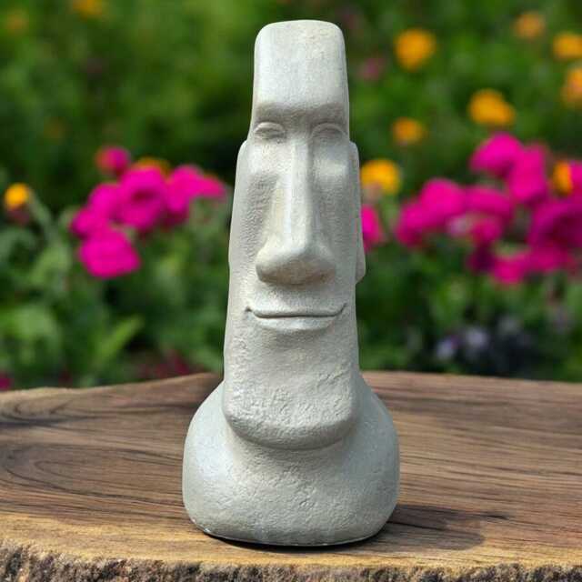 Concrete Rapa Nui Head Statue Moai Sculpture Outdoor Tiki Figurine Stone Garden Decor Yard Art Ornament Handmade Easter Island Face Gift - image 1
