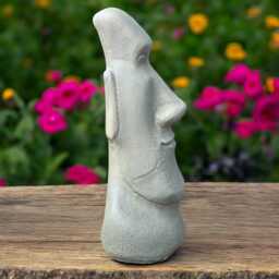 Concrete Rapa Nui Head Statue Moai Sculpture Outdoor Tiki Figurine Stone Garden Decor Yard Art Ornament Handmade Easter Island Face Gift - thumbnail 2