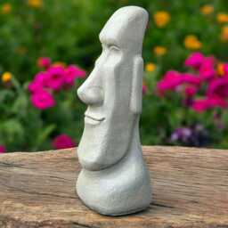 Concrete Rapa Nui Head Statue Moai Sculpture Outdoor Tiki Figurine Stone Garden Decor Yard Art Ornament Handmade Easter Island Face Gift - thumbnail 3