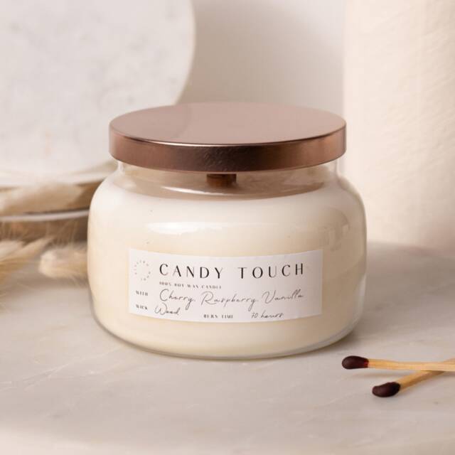 Large Organic Soy Candle, Cherry Fragrance, Ideal For Wellness At Home - image 1