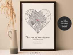 Custom Where We Met Map - Personalised City Location Print, Romantic Couples Gift, Anniversary Or Wedding Wall Art - thumbnail 1