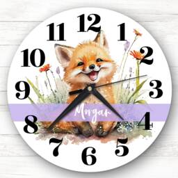 Baby Fox Wildlife Animal Personalised Gift Clock - thumbnail 1