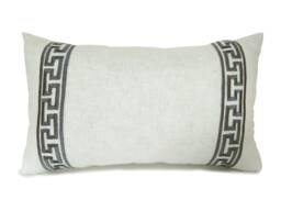 Greek Key Pillow Cover, White Gray Pillow, Lumbar Available in Multiple Colors & Sizes, Embroidered Throw - thumbnail 1