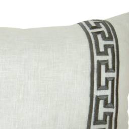 Greek Key Pillow Cover, White Gray Pillow, Lumbar Available in Multiple Colors & Sizes, Embroidered Throw - thumbnail 3