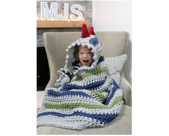 Crochet Pattern Dinosaur Blanket - Dino Pattern Bulky & Quick Crochet Mj's Off The Hook Designs - image 1