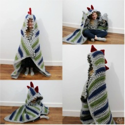 Crochet Pattern Dinosaur Blanket - Dino Pattern Bulky & Quick Crochet Mj's Off The Hook Designs - thumbnail 2