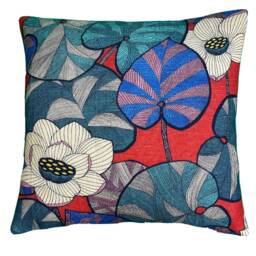 Lotus Linen Cushion Cover Botanical Floral Throw Pillow - thumbnail 3