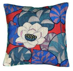 Lotus Linen Cushion Cover Botanical Floral Throw Pillow - thumbnail 1
