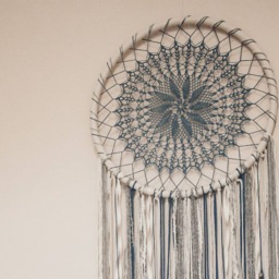 Blue Crochet Mandala Dream Catcher, Boho Wall Hanging - 70x180cm - thumbnail 2