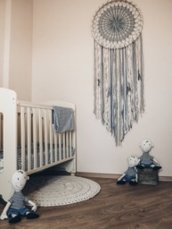 Blue Crochet Mandala Dream Catcher, Boho Wall Hanging - 70x180cm - thumbnail 1