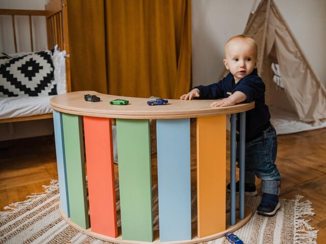 Montessori Rocker Climbing Arch With Table Top, Toddler & Kids Activity Table, Wooden Furniture, 1st Birthday Gift - image 1