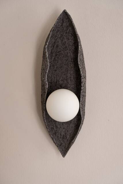 Ceramic Handmade Stone Look Oval Amorphous Wall Sconce, Wabi Sabi Light - image 1