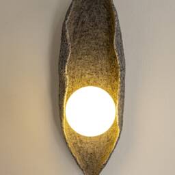 Ceramic Handmade Stone Look Oval Amorphous Wall Sconce, Wabi Sabi Light - thumbnail 3