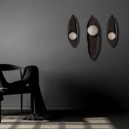 Ceramic Handmade Stone Look Oval Amorphous Wall Sconce, Wabi Sabi Light - thumbnail 2