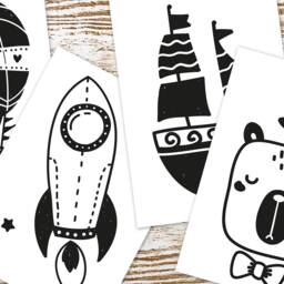 High Contrast Baby Cards, Black & White Animals - Printable - thumbnail 4