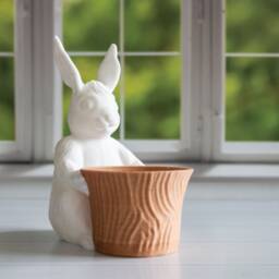 Fun Easter Bunny Pot, 3D Printed Rabbit With Basket, Succulent Planter, Gift, Planter - thumbnail 2