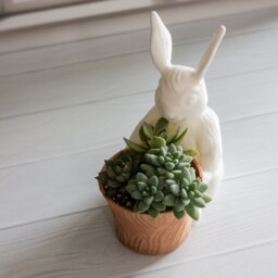 Fun Easter Bunny Pot, 3D Printed Rabbit With Basket, Succulent Planter, Gift, Planter - thumbnail 3