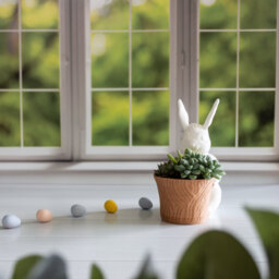 Fun Easter Bunny Pot, 3D Printed Rabbit With Basket, Succulent Planter, Gift, Planter - thumbnail 1