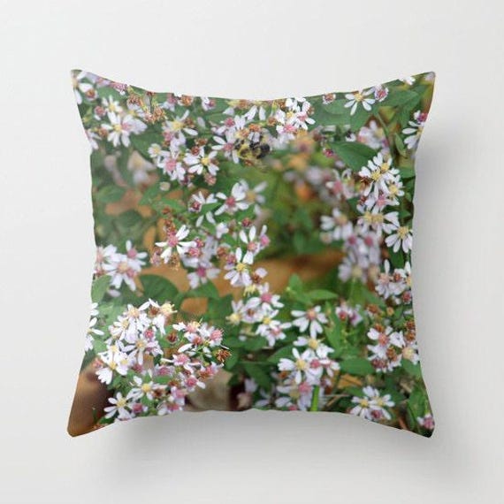 White Blooming Bush, Pillow Decorative Home Decor, Fall Decor, Winter Decor, Interior Design, Green, Country Living, Throw Pillow - image 1