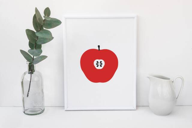 Apple - Minimalistic Fruit Poster - Abstract Print Scandinavian Style Design Graphic Wall Art Kitchen Decor - image 1
