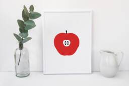 Apple - Minimalistic Fruit Poster - Abstract Print Scandinavian Style Design Graphic Wall Art Kitchen Decor - thumbnail 1