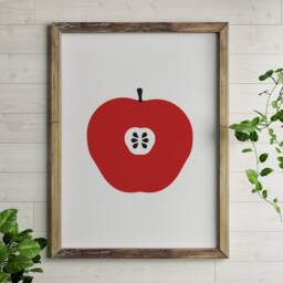 Apple - Minimalistic Fruit Poster - Abstract Print Scandinavian Style Design Graphic Wall Art Kitchen Decor - thumbnail 3