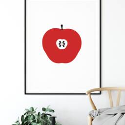Apple - Minimalistic Fruit Poster - Abstract Print Scandinavian Style Design Graphic Wall Art Kitchen Decor - thumbnail 2