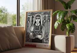 Vintage Palestinian Folk Art Print 1970S Feminist Heritage - thumbnail 1