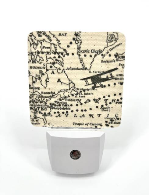 Vintage Map & Airplane Plug-In Night Light - image 1