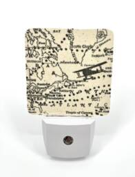 Vintage Map & Airplane Plug-In Night Light - thumbnail 1