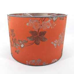 Drum Lamp Shade Coral Red Silk Brocade Rubelli Fabric Lady Hamilton Pattern - Made in Italy - thumbnail 4
