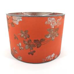 Drum Lamp Shade Coral Red Silk Brocade Rubelli Fabric Lady Hamilton Pattern - Made in Italy - thumbnail 3