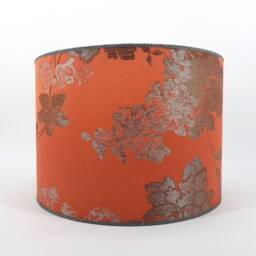 Drum Lamp Shade Coral Red Silk Brocade Rubelli Fabric Lady Hamilton Pattern - Made in Italy - thumbnail 2