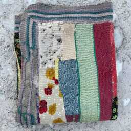Reversible Cotton Kantha Quilt Block Print Patchwork Handmade Vintage Blanket - thumbnail 4