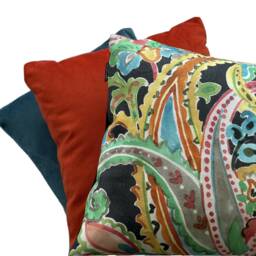 Vibrant Paisley Floral Cushion Cover With Black & Vivid Colors - thumbnail 3